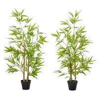Outsunny Set 2 Plante Bambus Artificiale – 120 cm cu Ghiveci(m-1)