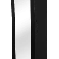 HOMCOM Dulap Bijuterii pentru Perete cu Oglindă din Lemn MDF, Negru,37x9.5x121cm(m-10)