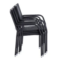 Outsunny Set di 4 Scaune de Pranz Moderne de Extern in PE Rattan, Maro, 57x64x89cm(m-5)