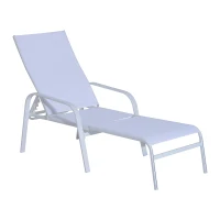 Outsunny Set 2 Sezlonguri Scaun in Textilen cu Masa, Crem(m-5)