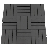 Outsunny Set 9 Caramizi de Cuplat pentru Terasa 30x30x2cm, 0.81 mq, Negru(m-1)