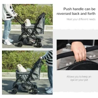 PawHut Carucior pentru Caini Pliabil cu Maner Reversibil si Roti din EVA, Gri(m-8)