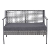 Outsunny Canapea bancuta de gradina 2 locuei in Rattan si aluminiu Gri 118 x 75 x 79 cm(m-4)