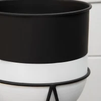 Outsunny Ghiveci set 2 bucati cu suport metalic pentru amenajarea spatiilor interioare si exterioare negru(m-7)