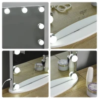 HOMCOM Oglinda de Machiaj cu LED & Reglaj Tactil de Lumina(m-10)