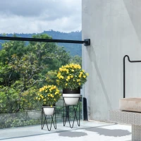 Outsunny Ghiveci set 2 bucati cu suport metalic pentru amenajarea spatiilor interioare si exterioare negru(m-2)