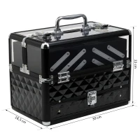 HOMCOM Valiza Make Up Profesionala cu Truse Detasabile Rama din Aluminiu 30x18.5x22cm(m-6)