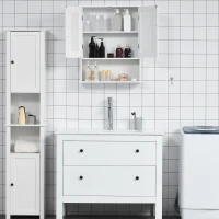 kleankin Dulap de baie suspendat dimensiuni reduse cu dulap si raft, 60x20x70cm – alb(m-4)