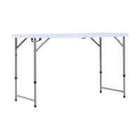 Outsunny Masa Pliabila tip Valiza pentru Camping si Picnic in Polietilene, Alb, 122x61x59/74cm(m-6)