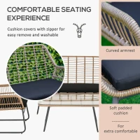Outsunny Set de canapele pentru veranda, din ratan, cu 4 piese, Natural(m-5)