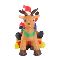 HomCom Moș Crăciun Gonflabil pentru Intern și Extern LED 152x72x122cm(m-4)