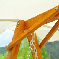 Outsunny Balansoar de Gradina 2 Locuri din Lemn de Pin cu Acoperis Parasolar,Alb(m-7)