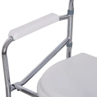 Homcom Scaun Comfortabil WC Pliabil cu 4 Roti Tava Detasabila si Inaltime Reglabila(m-8)