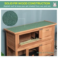 Pawhut Cusca Iepuri 2 Niveluri – Lemn cu Roti, Tava Detasabila & Rampa(m-4)