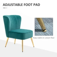 HOMCOM Fotoliu Modern in Stil Scandinav captusit si Tapitat cu Material Catifelat, 56x65,5x82,5cm - Verde(m-6)