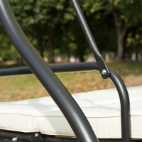 Outsunny Leagan Recliner de Gradina cu Acoperis Parasolar pentru 3 Persoane, 196 x 117 x 178cm Crem(m-13)