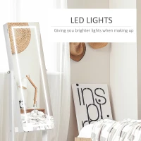 Homcom Oglinda Suport Bijuterii – LED Reglabila 46×36,5×151,5 cm(m-5)