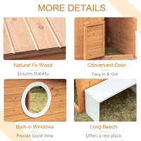 Outsunny Casuta Lemn Copii 122×108×135,5 cm – Galben cu Usa, Fereastra & Banca(m-6)