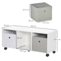 HOMCOM mobilier depozitare jucarii, 90x30x37.9cm alb(m-3)
