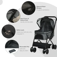 PawHut Carucior pentru Caini Pliabil cu Maner Reversibil si Roti din EVA, Gri(m-10)