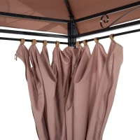 Outsunny Foisor din Otel cu Acoperis Dublu si Perdele Impermeabile culoare kaki 4 x 3 m(m-9)