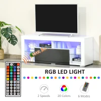 HOMCOM Suport TV LED – Alb, Telecomanda & Iluminare 20 Culori(m-4)