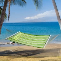 Outsunny hamac dublu cu perne, 2,84×1,4 m, verde si galben(m-9)
