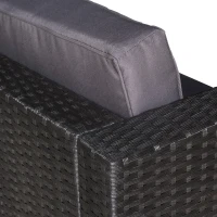 Outsunny Set Mobilier de Gradina Ratan PE de 3 Piese, 2 Fotolii de Exterior, Masuta si Perne, Negru(m-7)