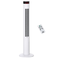 HOMCOM Ventilator Coloana cu 3 Viteze si 4 Moduri, Timer de12h, Panou LED si Telecomanda, Alb