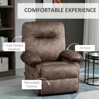 HOMCOM Fotoliu Relax Captusit si Inclinat pana la 135 ° cu Suport pentru Picioare si Buzunar detasabil - Maro(m-5)