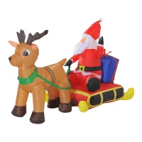 HomCom Moș Crăciun Gonflabil pentru Intern și Extern LED 152x72x122cm(m-5)