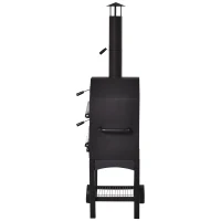 Outsunny Cuptor Pizza & Gratar Carbuni 64×54×160 cm – Inox pentru Exterior(m-13)