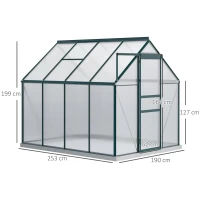 Outsunny Sera Walk-In Aluminiu & Policarbonat – Ventilatie si Jgheab(m-3)