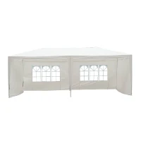 Outsunny Pavilion penrtu Extern Impermeabil din Oțel și PE cu Panouri Detașabile, Alb, 3x6m(m-3)