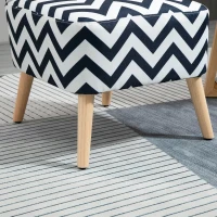 HOMCOM Scaun Capitonat cu Motive Ondulate din Lemn pentru Sufragerie si Bucatarie Alb si Albastru, 51x62x81cm(m-9)