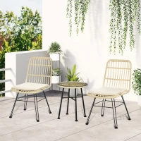 Outsunny Set masuta de cafea si scaune de veranda cu 3 piese, din ratan PE,  Bej(m-2)