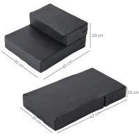PawHut Scara pentru caini saltea 2 in 1 din PU si burete poliuretan 45x39x20cm negru(m-3)