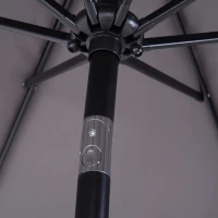 Outsunny Umbrelă Rotundă de 300x250cm cu Manivelă și Funcție de Înclinare, Umbrelă de Grădină, Terasă, Exterior, Metal și Poliester Gri Închis(m-9)