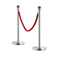 HOMCOM Coloana separeu cu banda rosie,Ф32x95cm, argintiu(m-11)