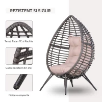 Outsunny fotoliu din ratan cu perna, 101 x 89 x 156 cm, gri(m-5)