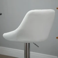 HOMCOM Set 2 Scaune de Bar Pivotante și Reglabile, Piele Ecologică Albă, cu Cusături Diamant, Ușor de Curățat, Eleganță Fără Griji de Pete(m-8)