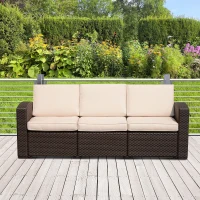 Outsunny, canapea exterioara 3 locuri, 199x71x75 cm, maro(m-2)