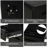 Vinsetto Lockable File Cabinet with 3 Drawers, Vertical Office Drawer for A4, Letter, Legal Size, Anti-tilt Design, Pre-Assembled Body, Black(m-5)