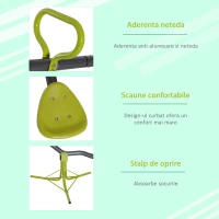 HOMCOM Leagan Basculant si Rotativ de Gradina pentru Copii in Metal, Verde si Gri(m-4)