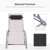 Outsunny Fotoliu sezlong de Gradina Fotoliu Relax Reclinabil din Aluminiu 170x64x80cm(m-4)