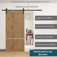 Homcom Kit Montaj Usi Glisante – sina 200 cm cu Accesorii Otel(m-5)