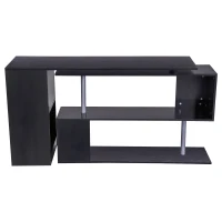 Homcom Birou L cu Rafturi 360° – Lemn Negru, Modern & Practic(m-4)