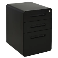 Vinsetto Lockable File Cabinet with 3 Drawers, Vertical Office Drawer for A4, Letter, Legal Size, Anti-tilt Design, Pre-Assembled Body, Black(m-1)