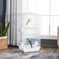 Pawhut Voliera Pasari – 46,5×35,5×92 cm, Metal & Plastic Alb(m-2)