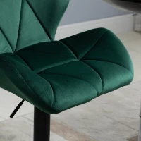 Homcom Set 2 Scaune Bar – Catifea Verde, Rotative & Reglabile(m-7)